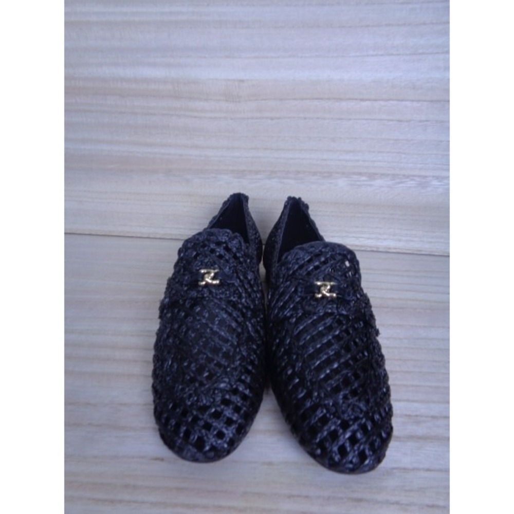 Aerosoles Hour Raffia Wicker Black Loafer Slip On Womens Size‎ 5